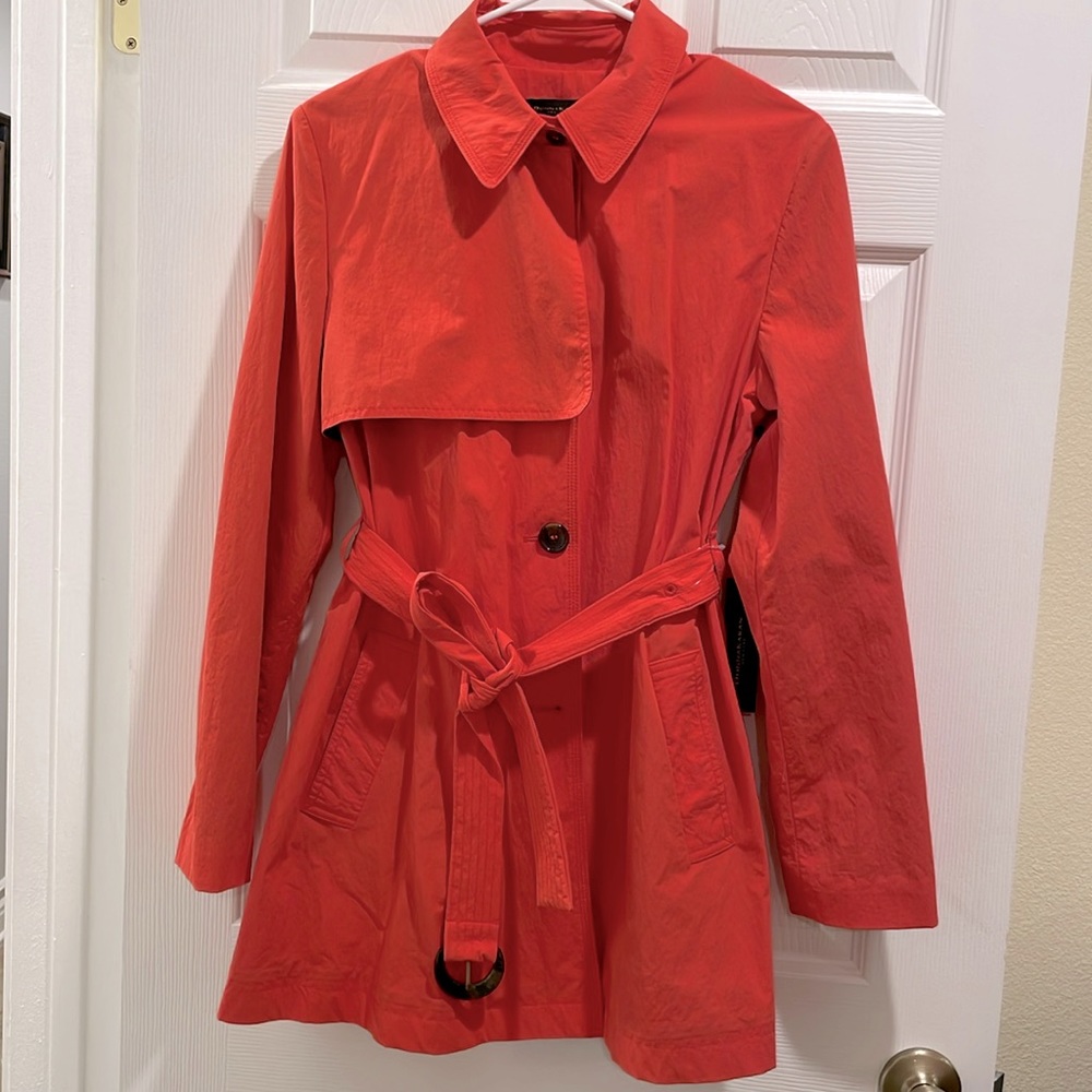 Donna Karan New York Women's Size S Nylon Pockets Button Up Short Trench Coat